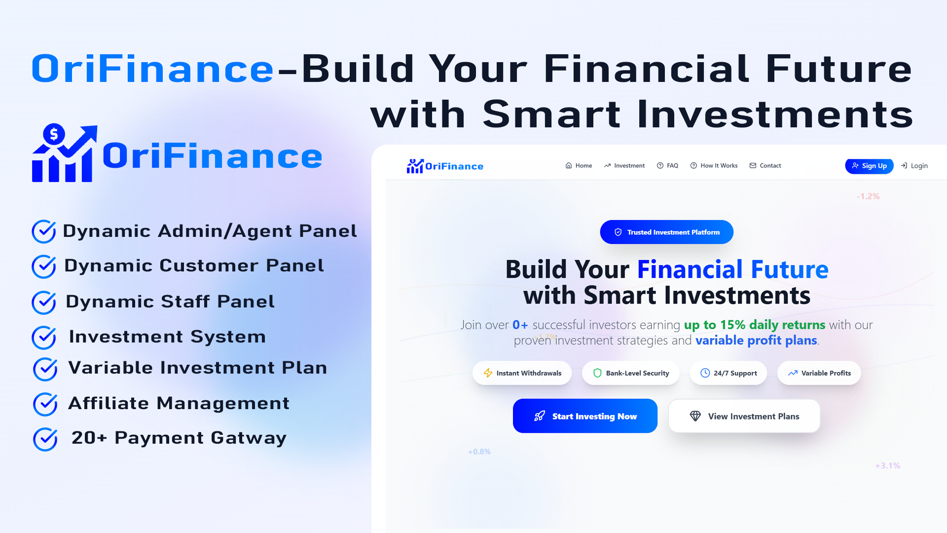OriFinance – Laravel-Based Investment Platform with Affiliate & Variable Profit System