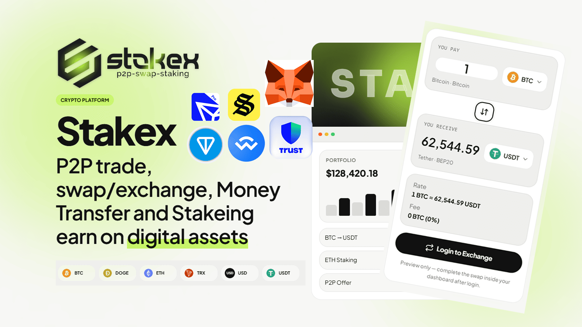 Stakex - Crypto Swap/Exchange, Staking & P2P Trading Laravel Script